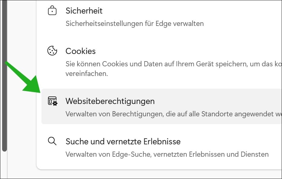 Website-Berechtigungen
