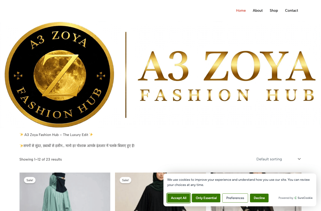 Bildschirmaufnahme von a3zoyafashionhub.com