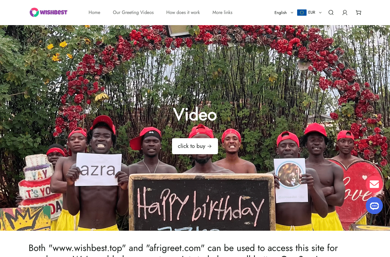 Bildschirmaufnahme von afrigreet.com