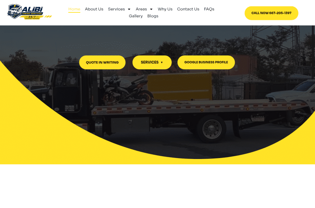 Bildschirmaufnahme von alibitowingservices.com