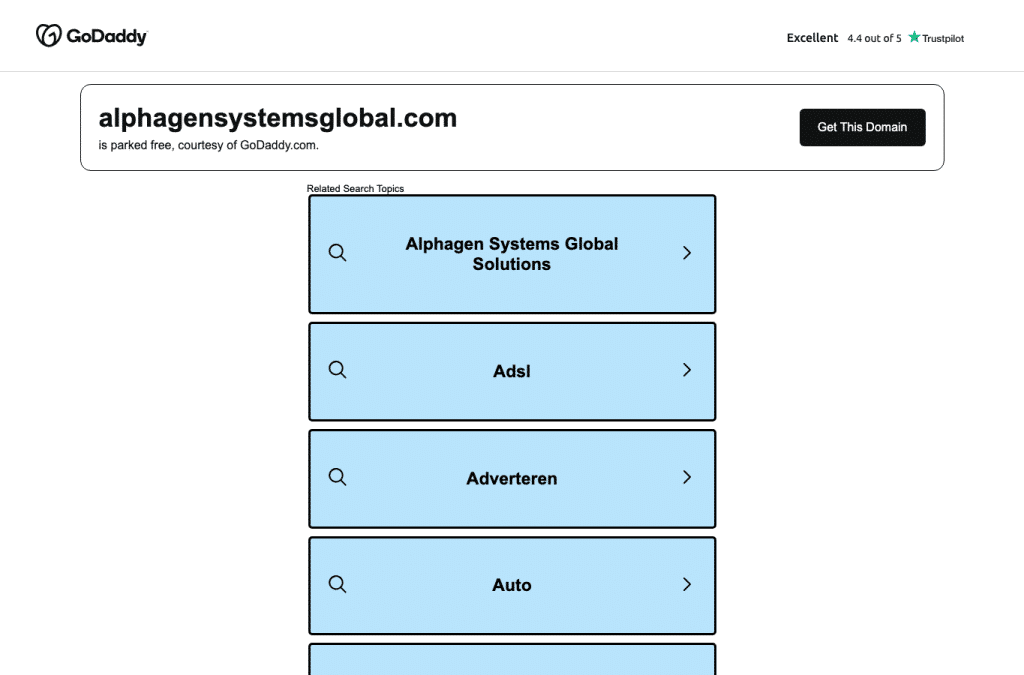 Bildschirmaufnahme von alphagensystemsglobal.com