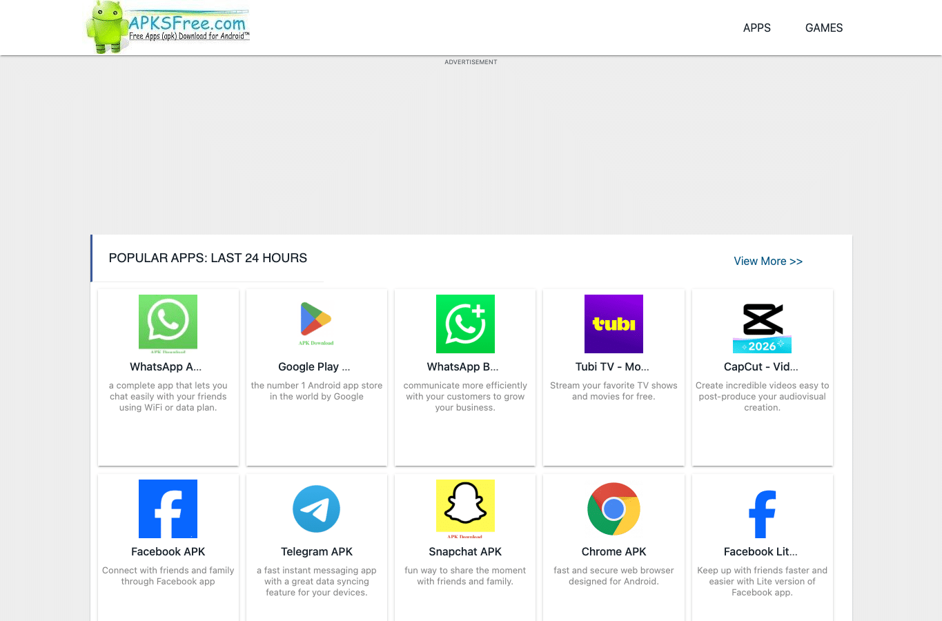 Bildschirmaufnahme von androidapks.com