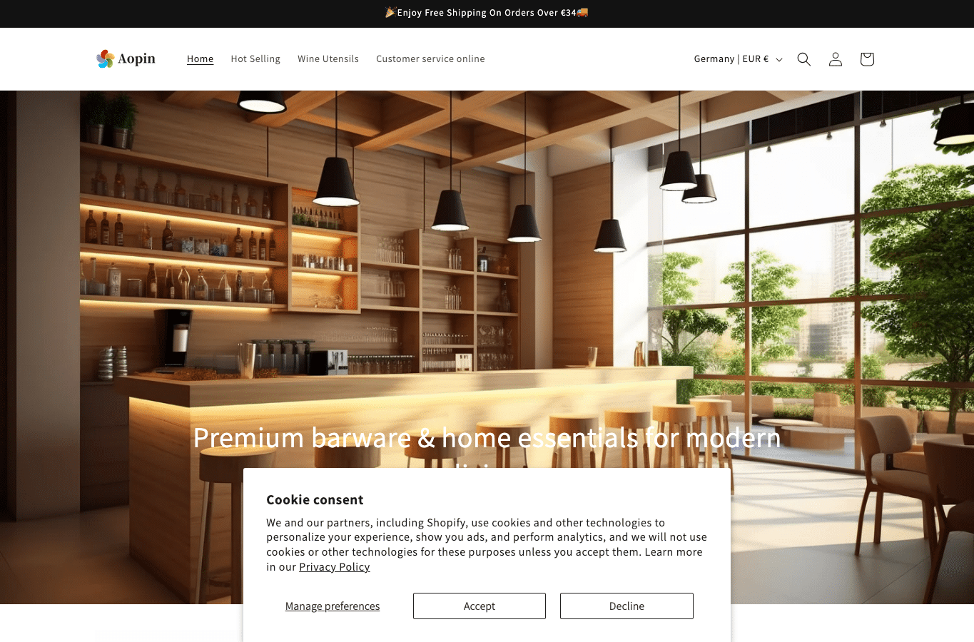 Bildschirmaufnahme von aopin.shop