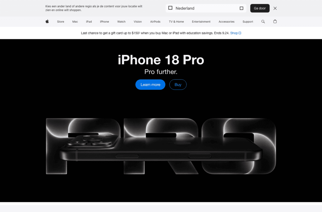 Bildschirmaufnahme von apple.com