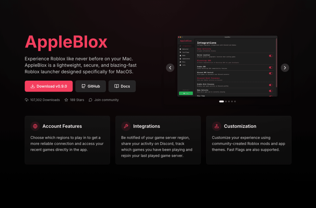 Bildschirmaufnahme von appleblox.com