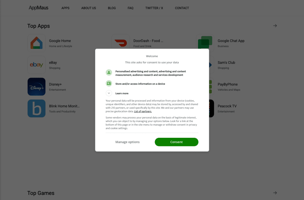 Bildschirmaufnahme von appmaus.com