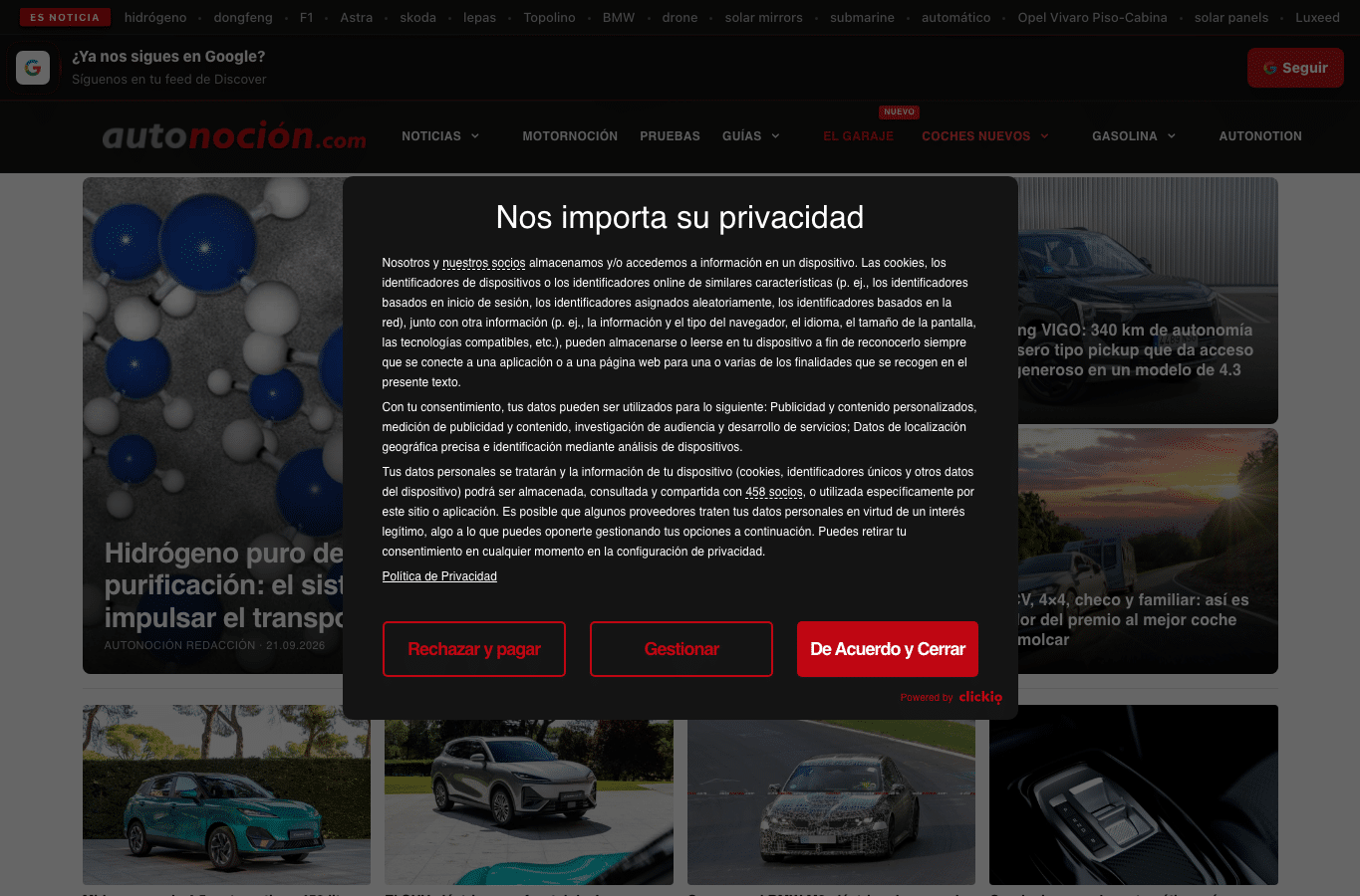 Bildschirmaufnahme von autonocion.com