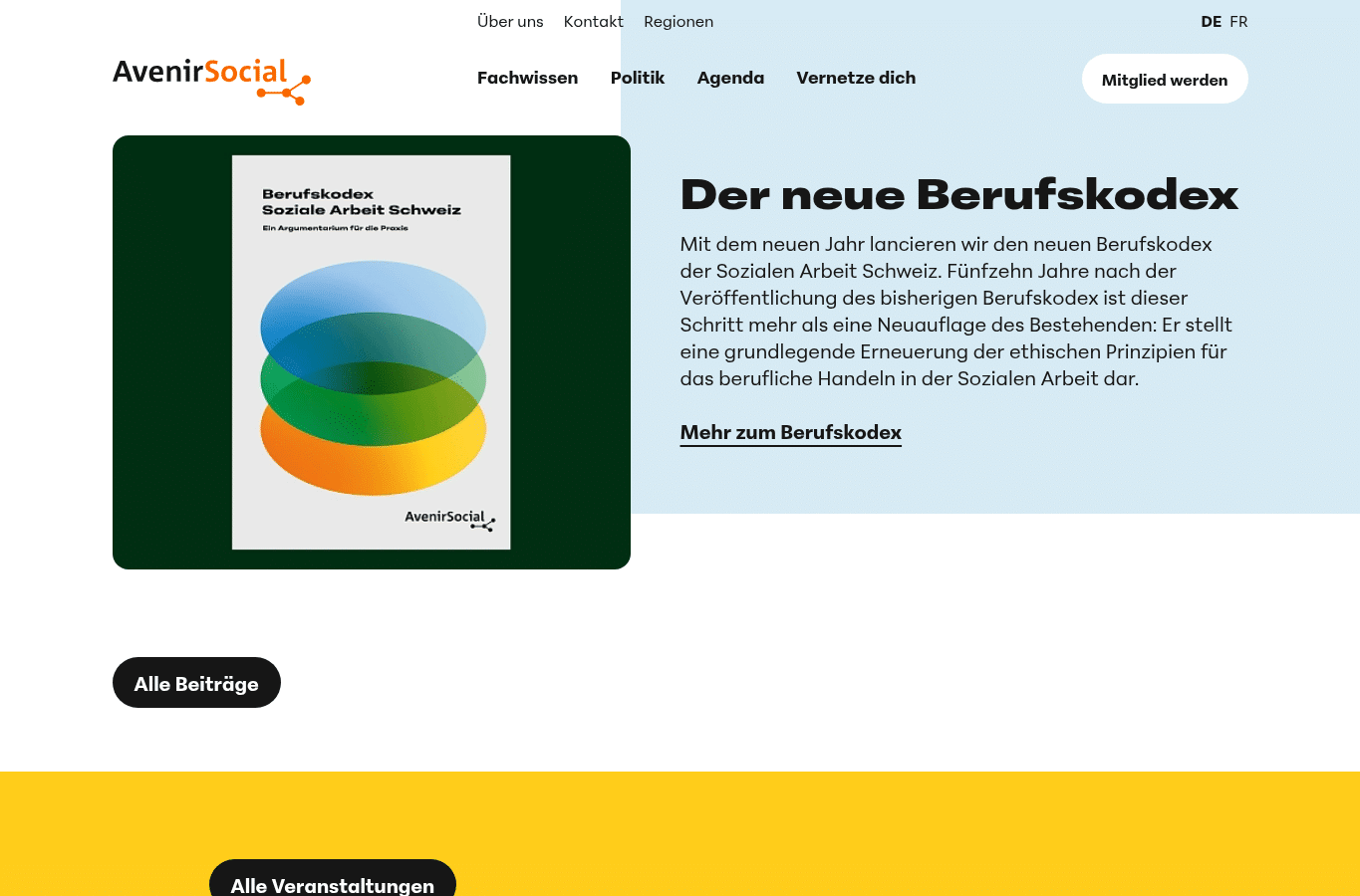 Bildschirmaufnahme von avenirsocial.ch