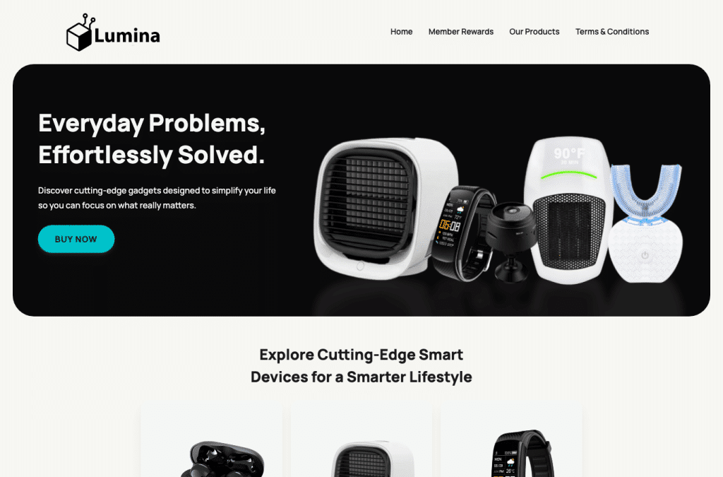 Bildschirmaufnahme von buylumina.co