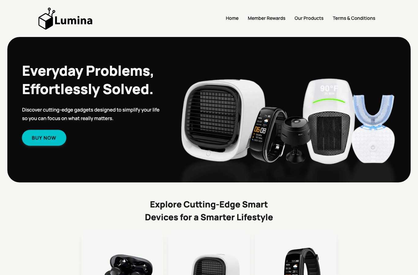Bildschirmaufnahme von buylumina.co