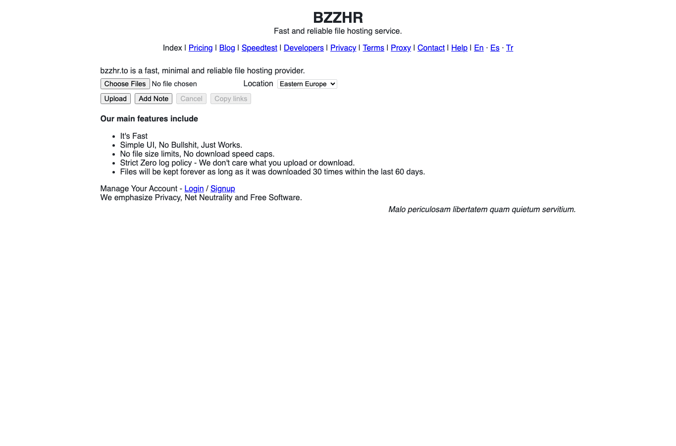 Bildschirmaufnahme von bzzhr.to