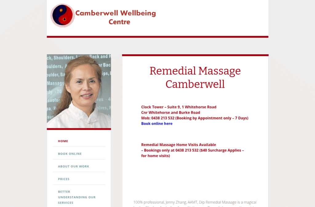 Bildschirmaufnahme von camberwellwellbeingcentre.com.au