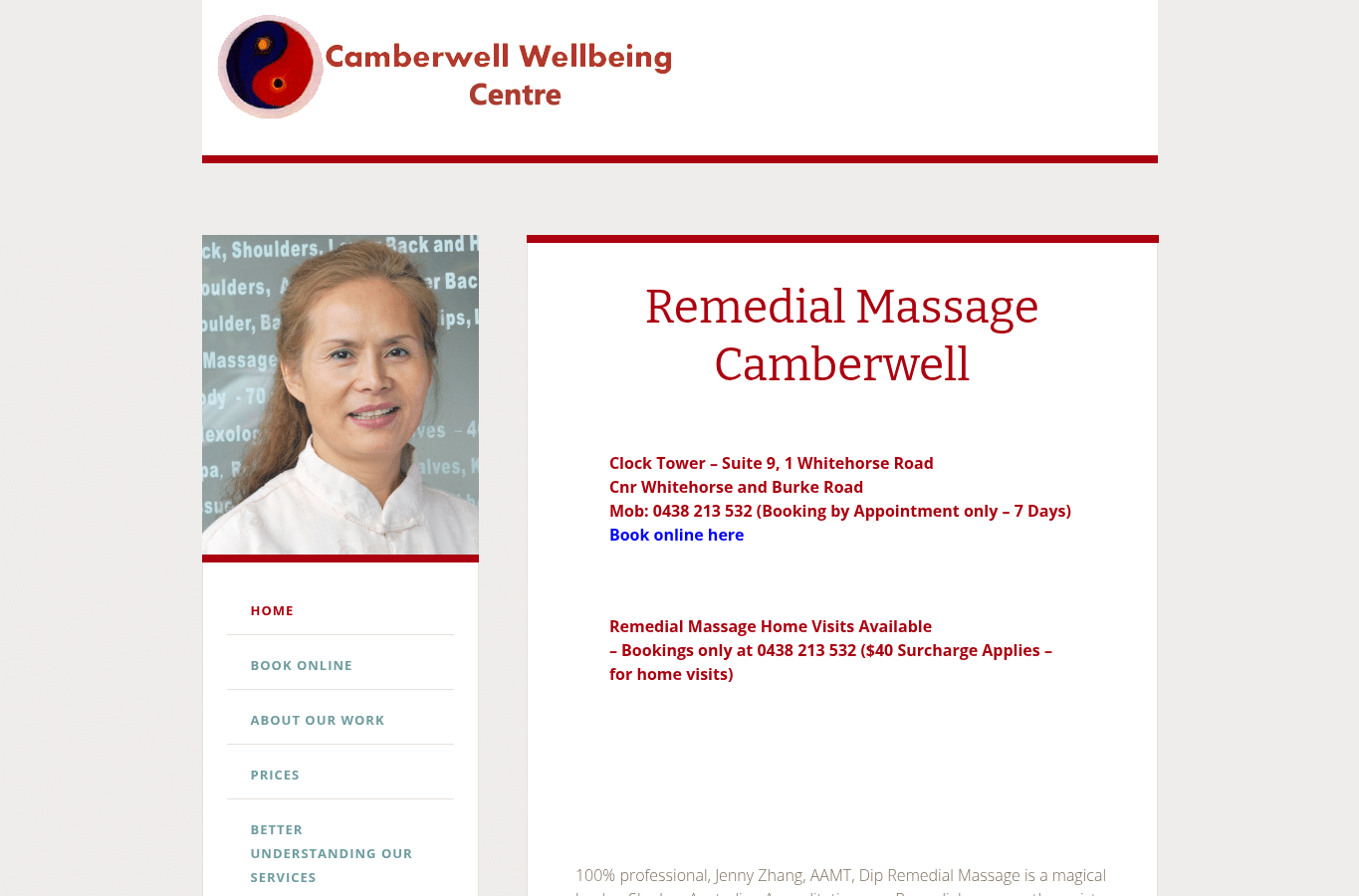Bildschirmaufnahme von camberwellwellbeingcentre.com.au