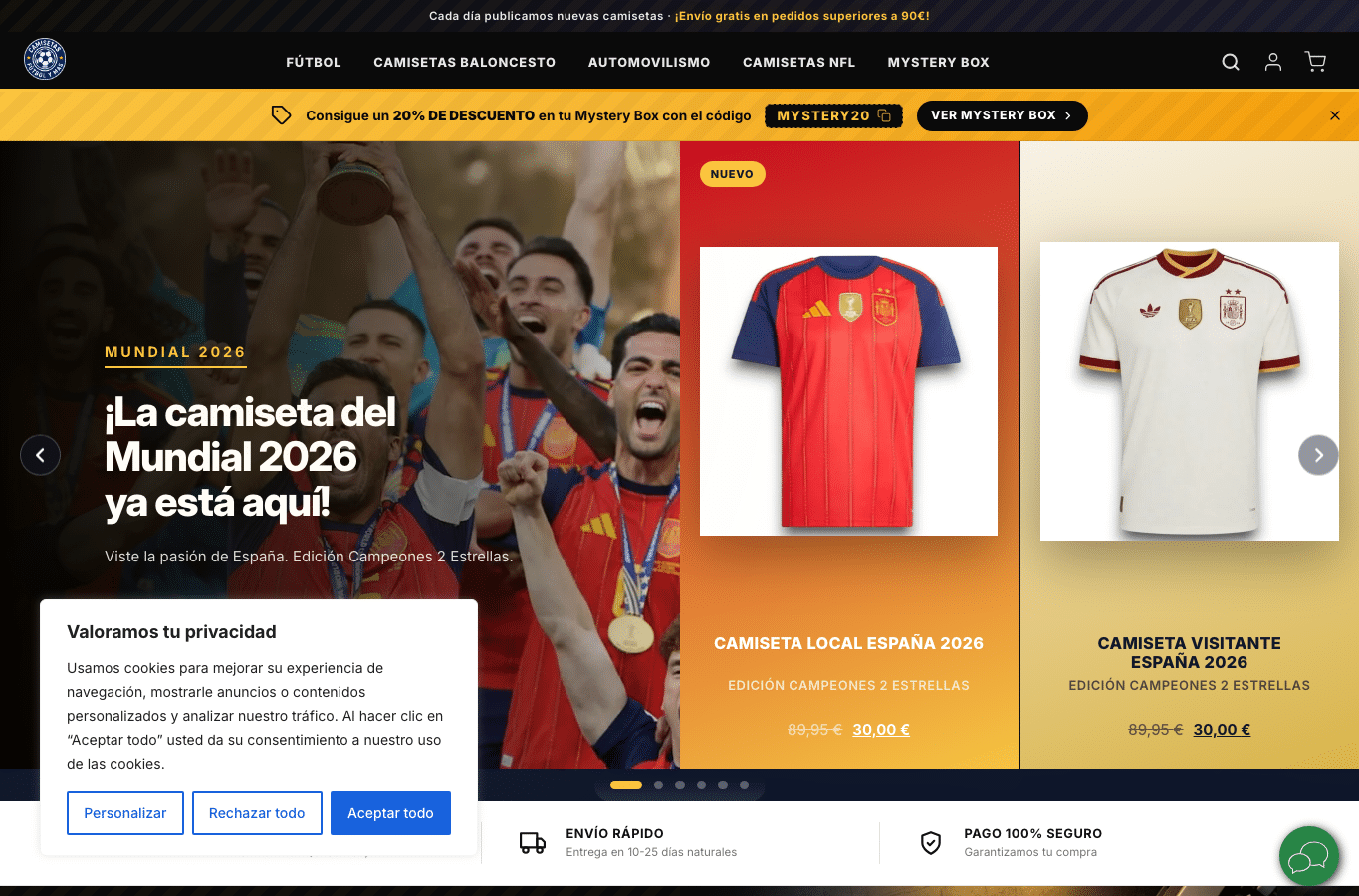 Bildschirmaufnahme von camisetasfutbolymas.com