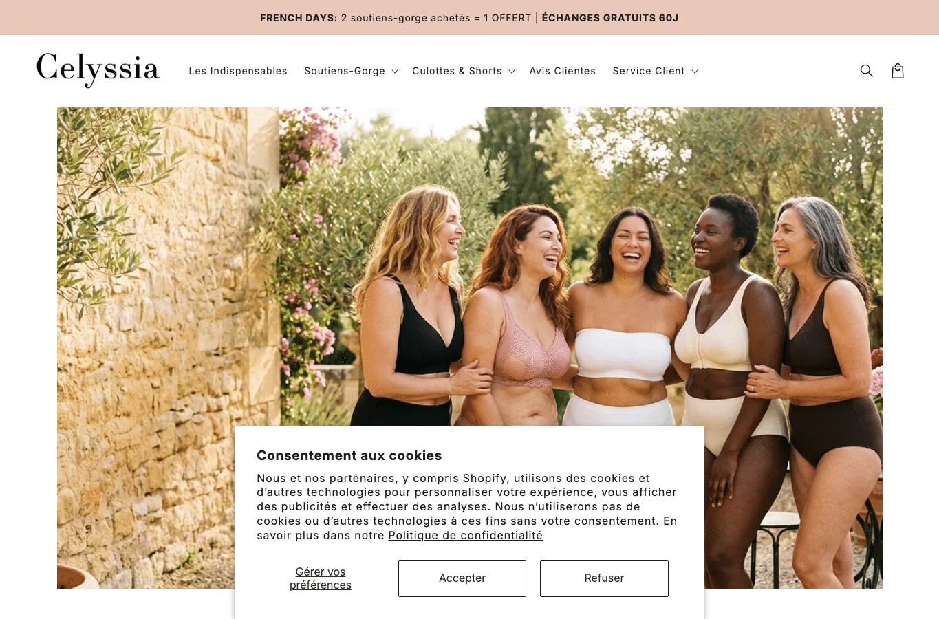 Bildschirmaufnahme von celyssiastore.com