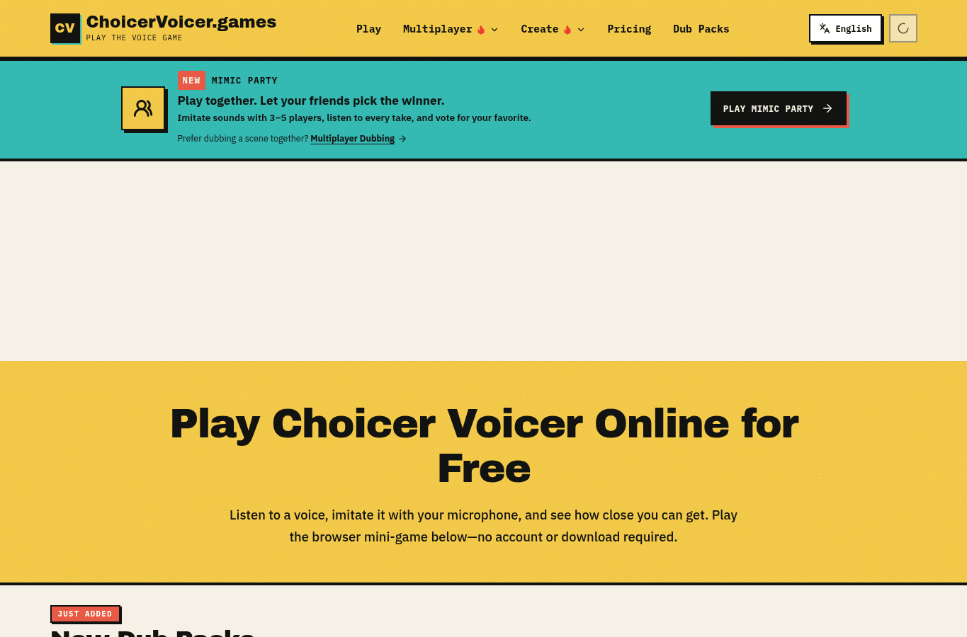 Bildschirmaufnahme von choicervoicer.games