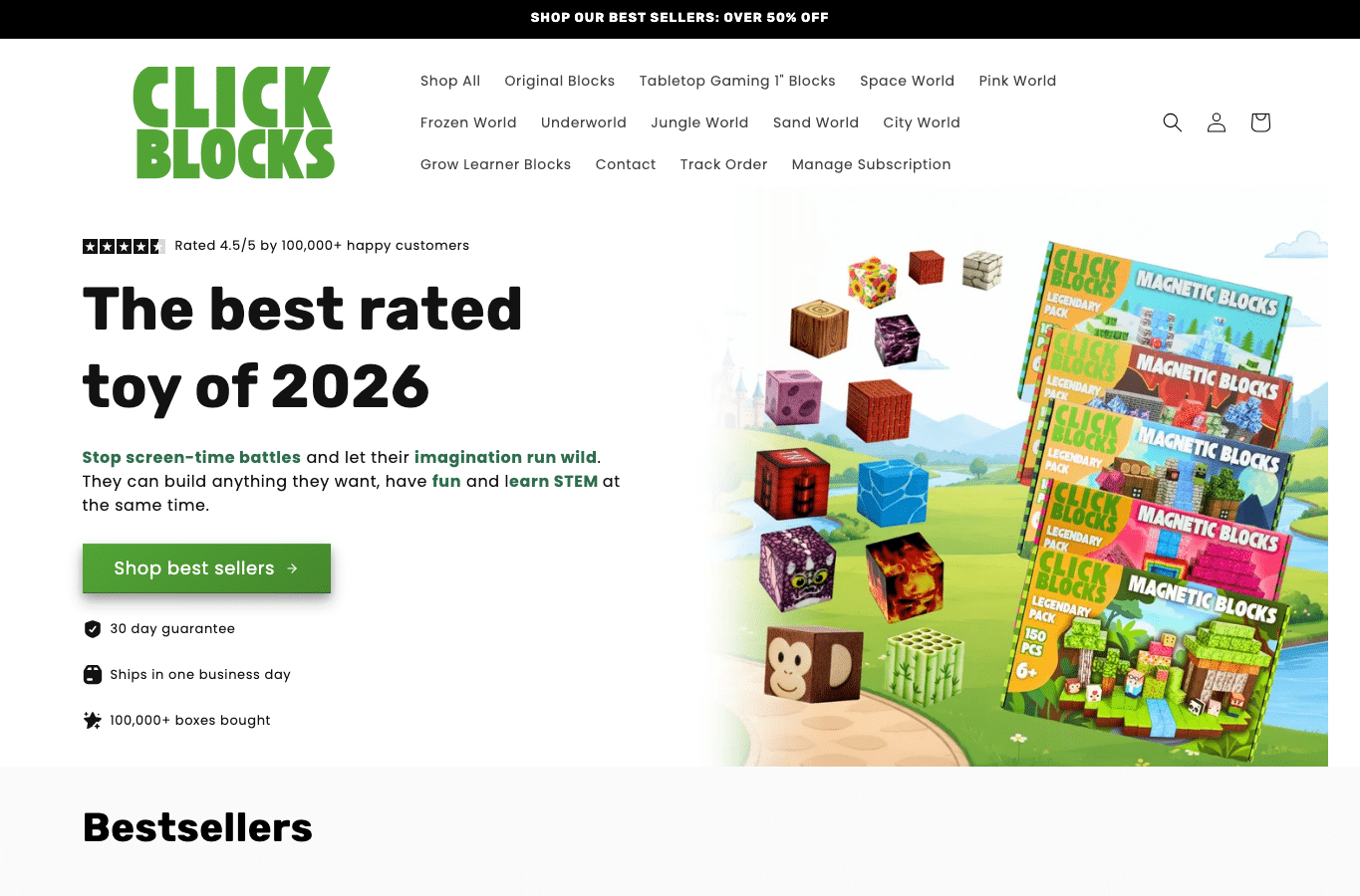 Bildschirmaufnahme von click-blocks.com