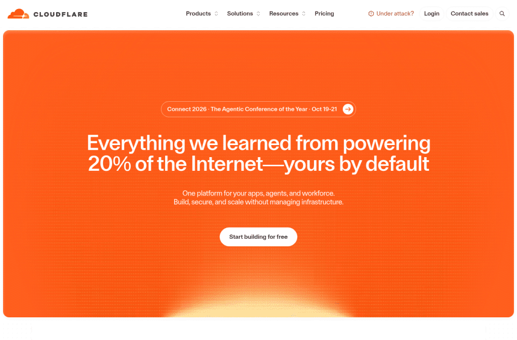 Bildschirmaufnahme von cloudflare.com