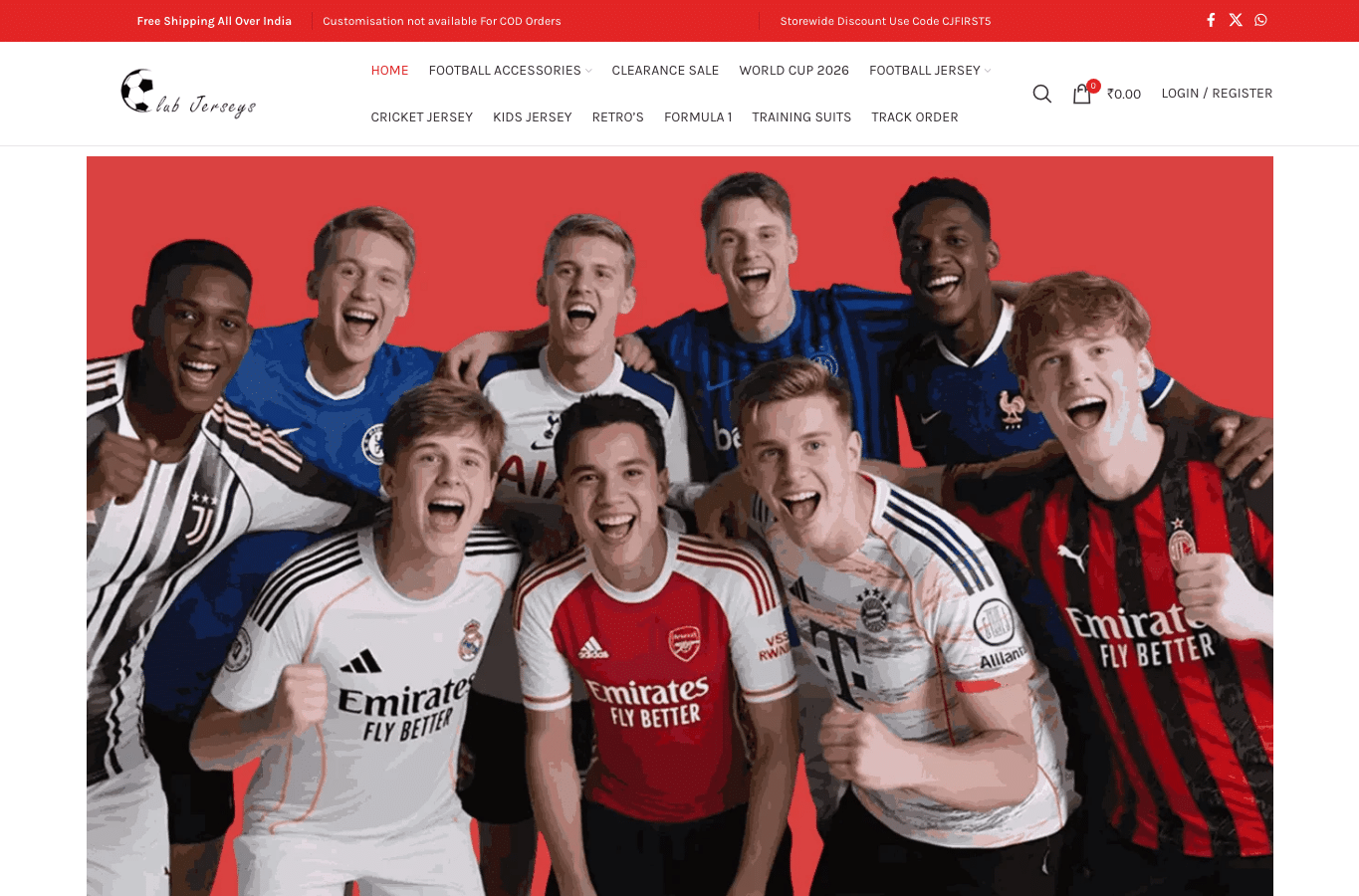 Bildschirmaufnahme von clubjerseys.in