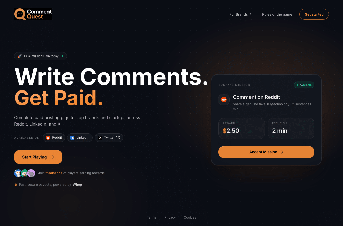 Bildschirmaufnahme von commentquest.com