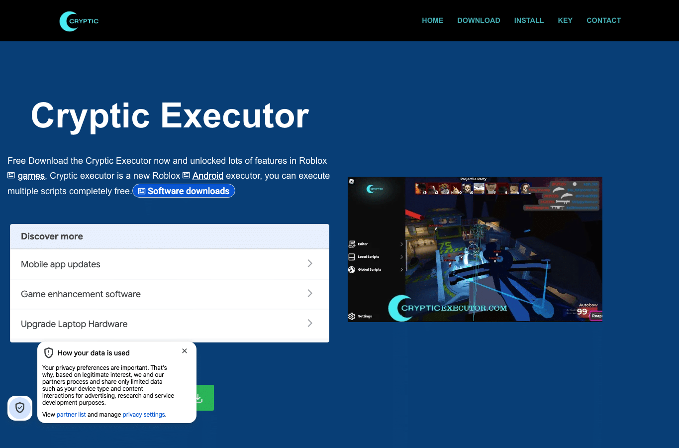 Bildschirmaufnahme von crypticexecutor.com