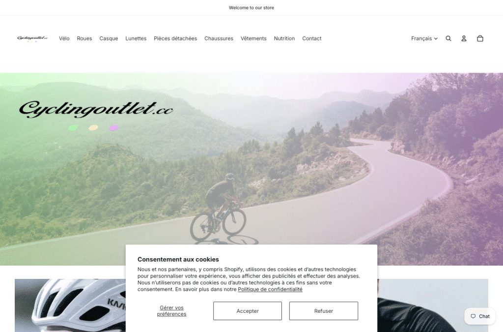Bildschirmaufnahme von cyclingoutlet.cc