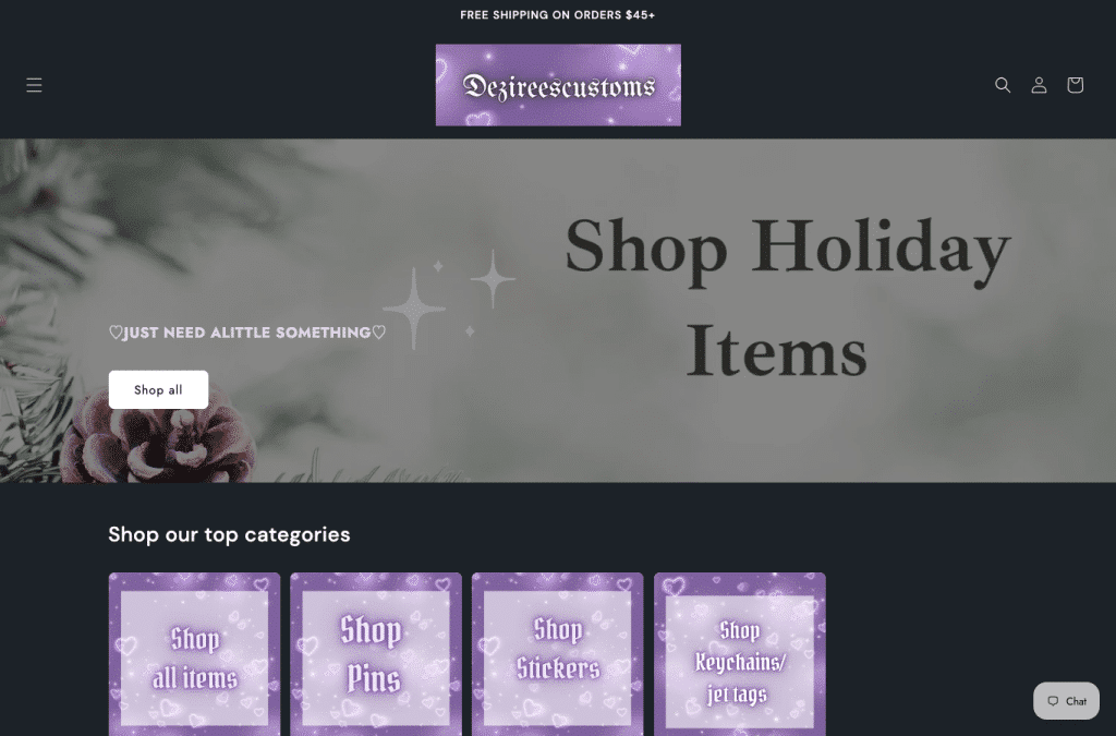 Bildschirmaufnahme von dezireescustoms.com
