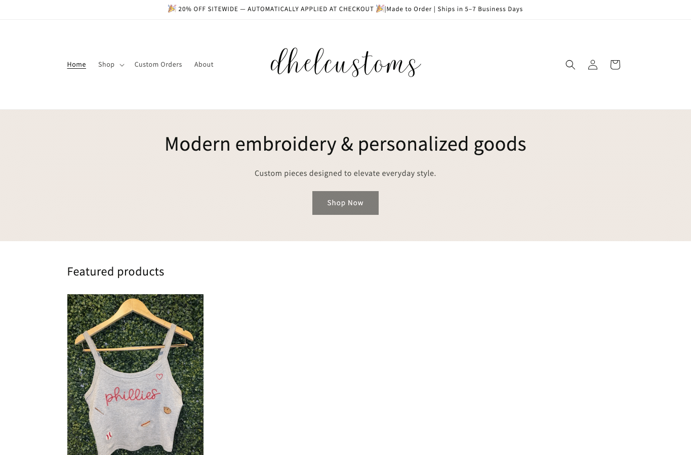 Bildschirmaufnahme von dhelcustoms.com