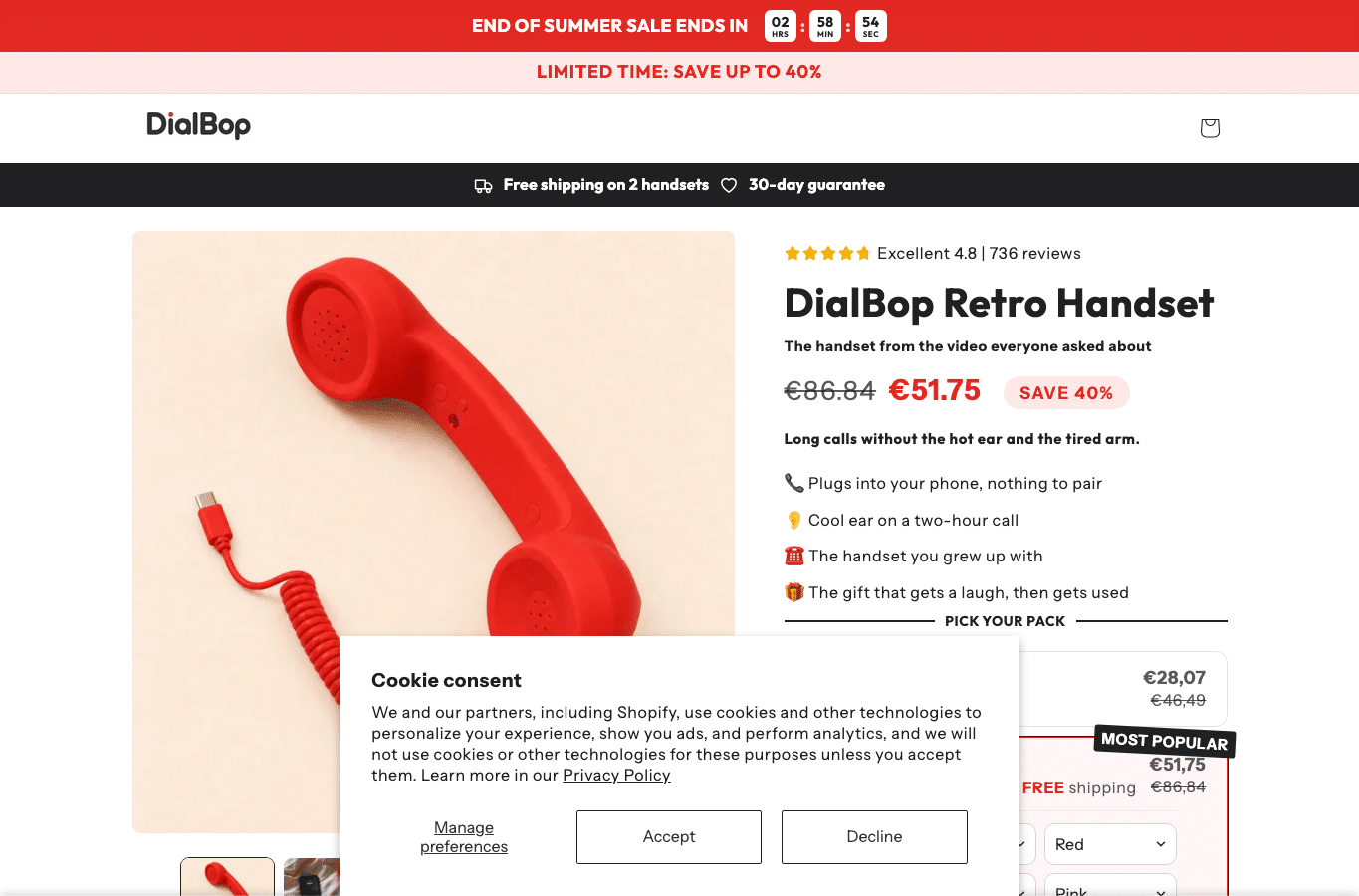 Bildschirmaufnahme von dialbop.com