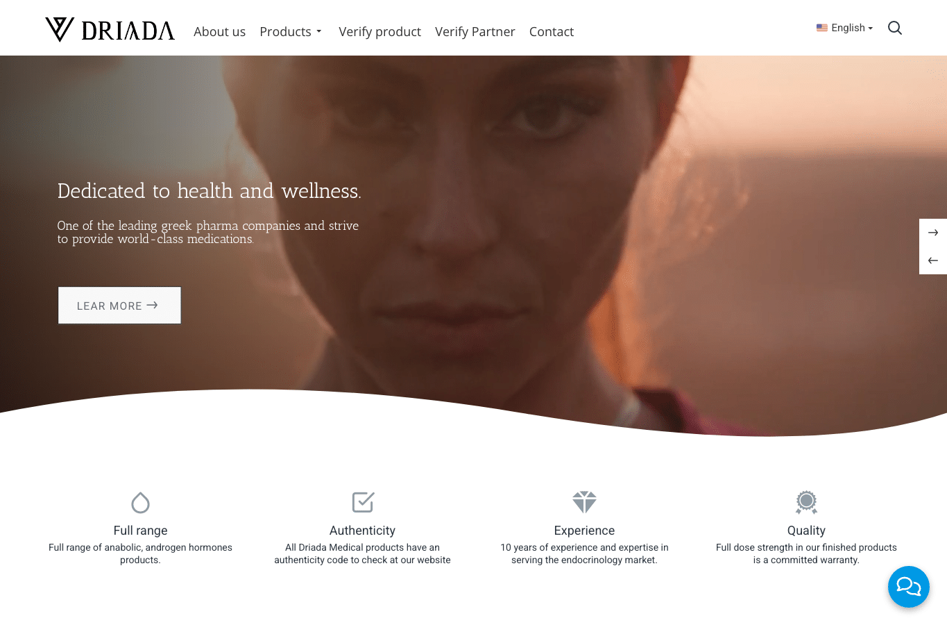 Bildschirmaufnahme von driadamedical.com