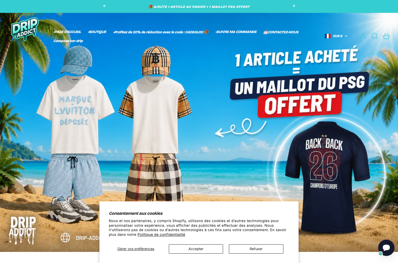 Bildschirmaufnahme von drip-addict.fr