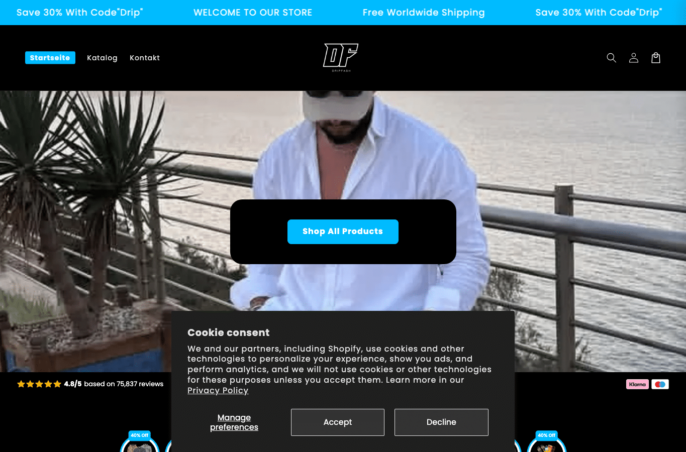Bildschirmaufnahme von dripfashh.com
