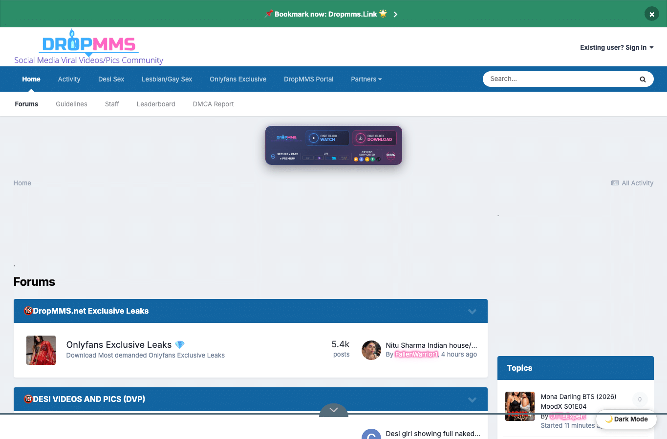 Bildschirmaufnahme von dropmms.net