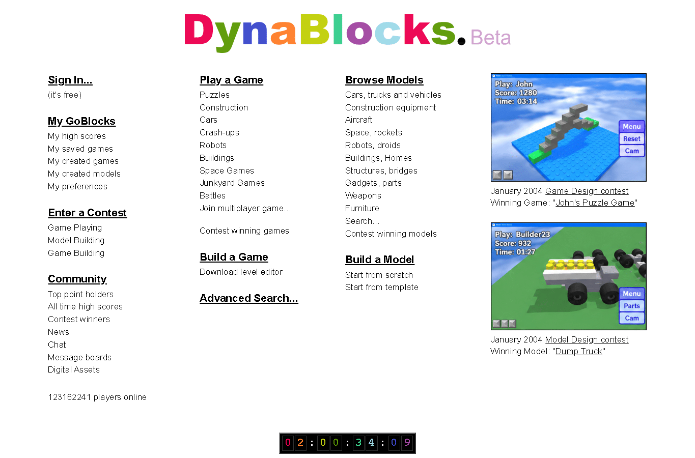 Bildschirmaufnahme von dynablocks.com