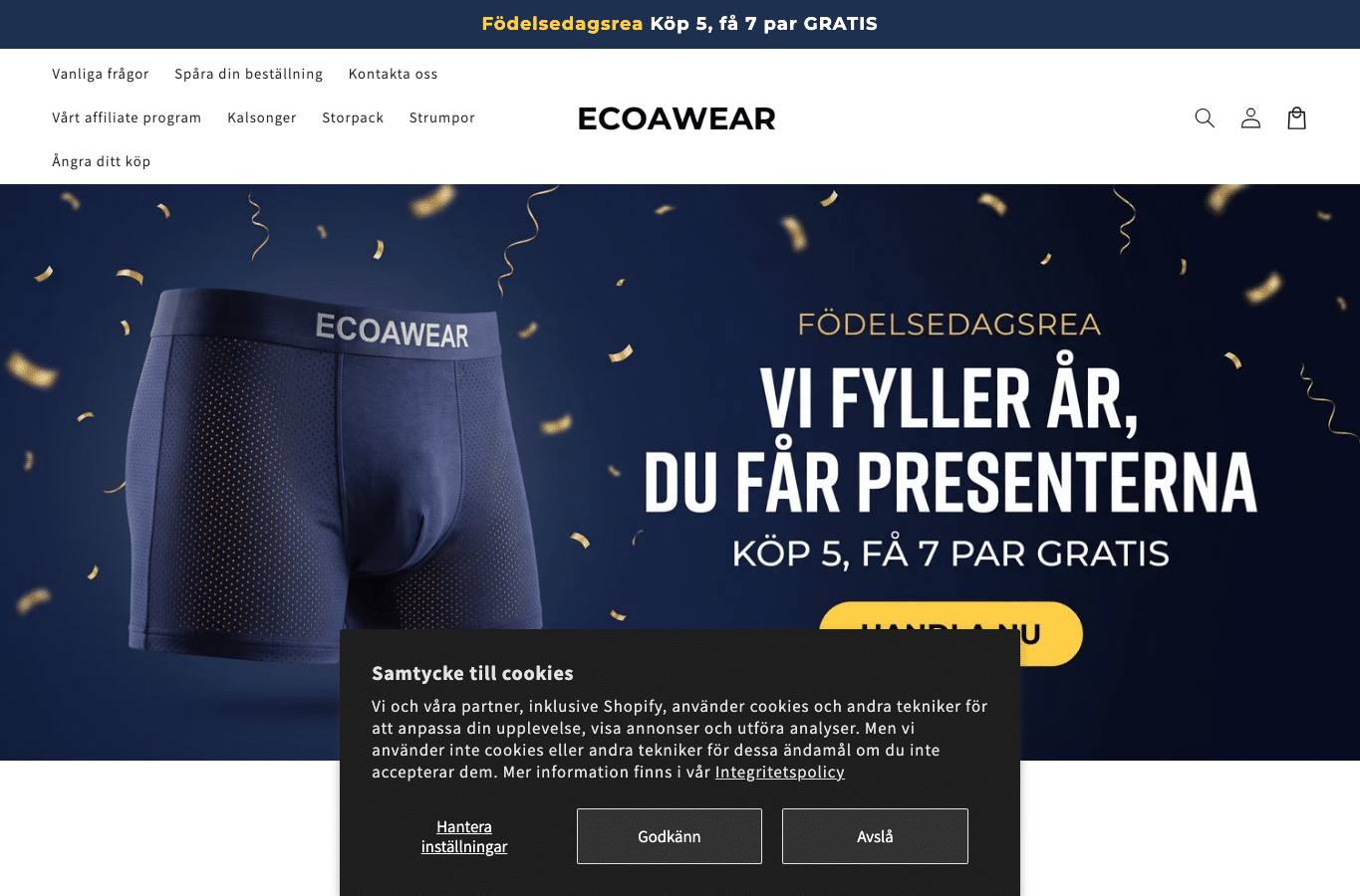 Bildschirmaufnahme von ecoawear.se