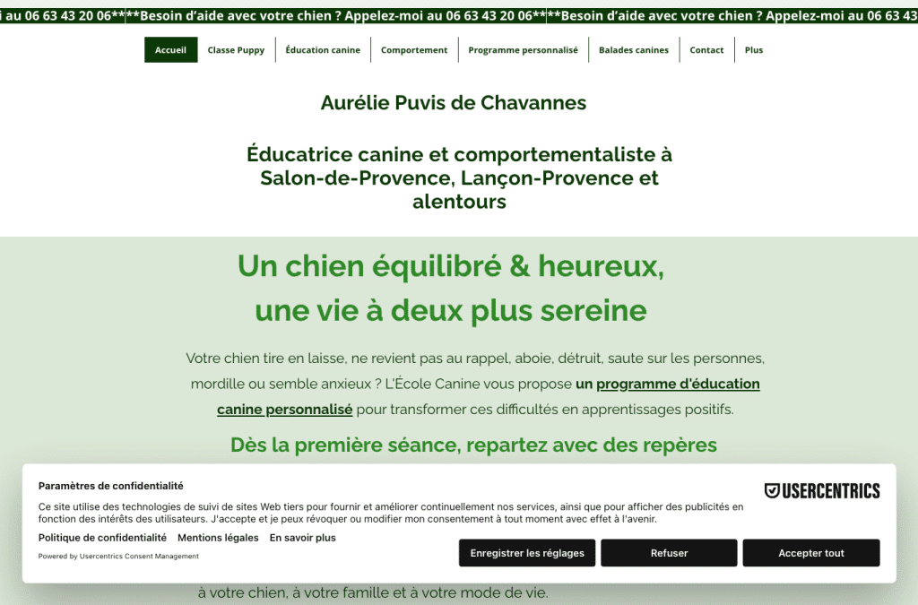 Bildschirmaufnahme von ecolecanine.fr