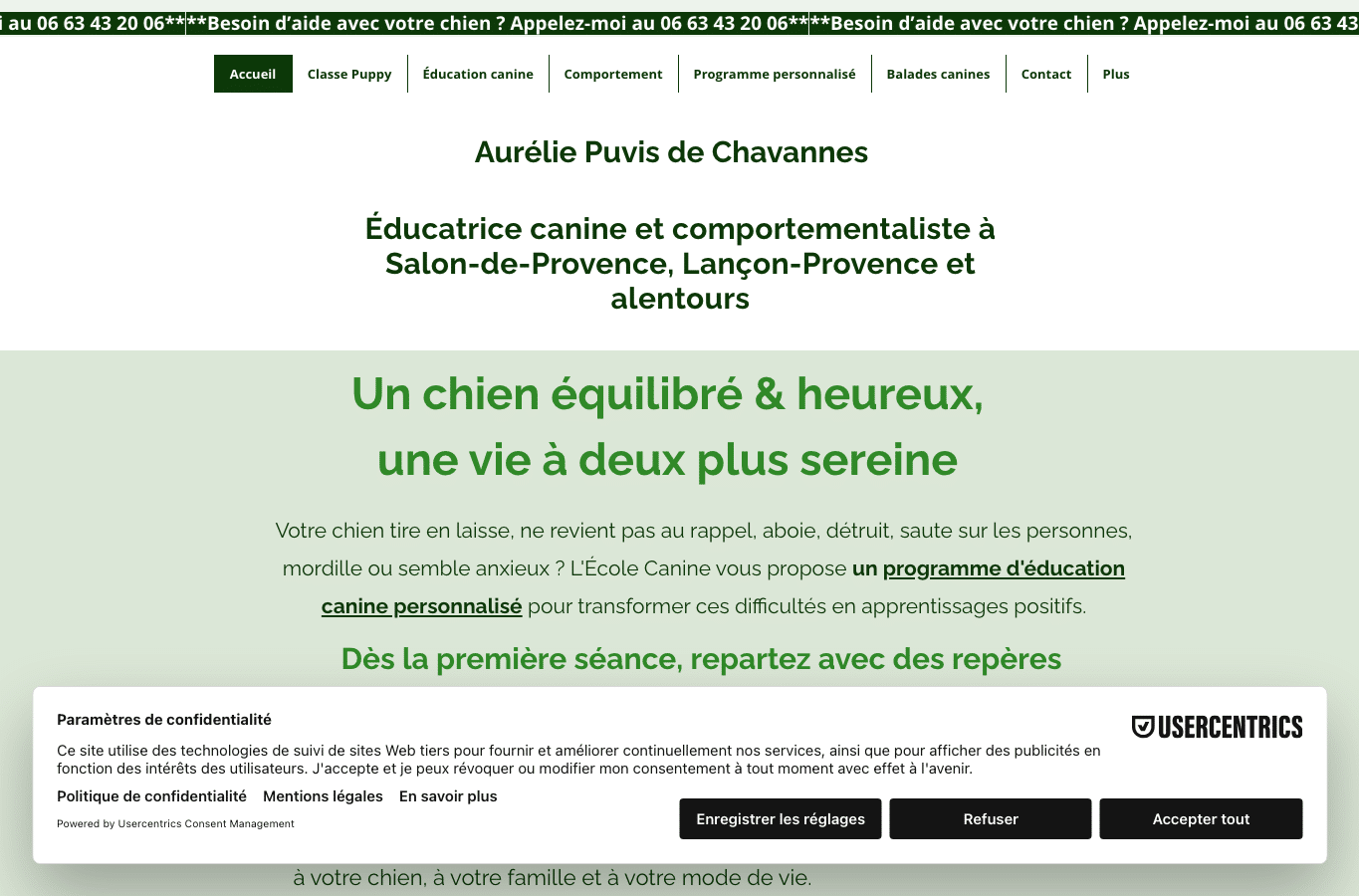 Bildschirmaufnahme von ecolecanine.fr