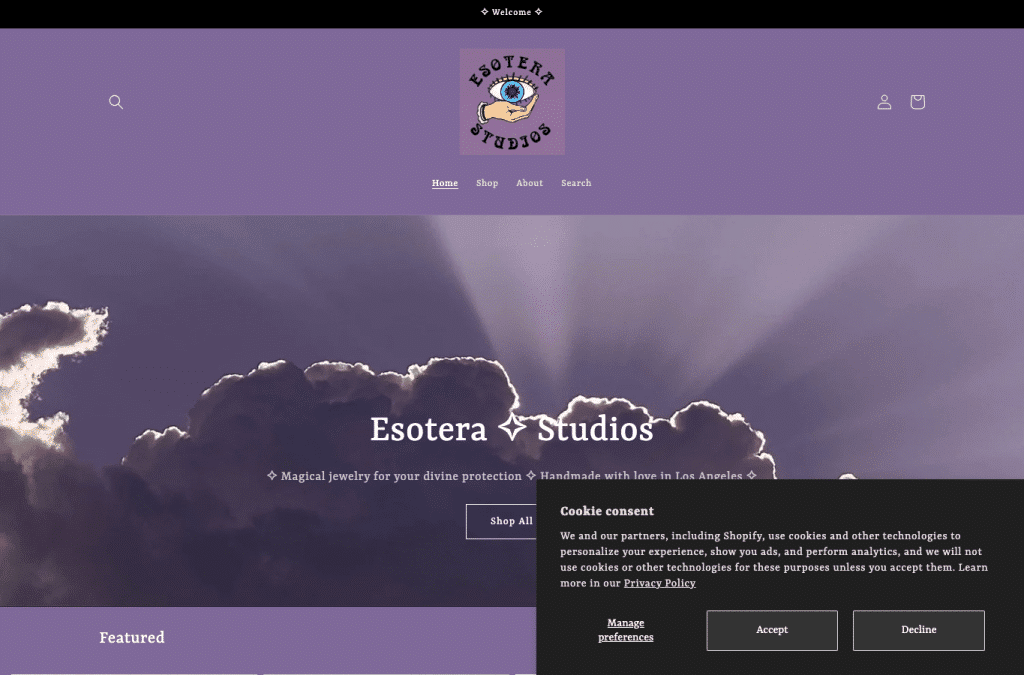 Bildschirmaufnahme von esoterastudios.com
