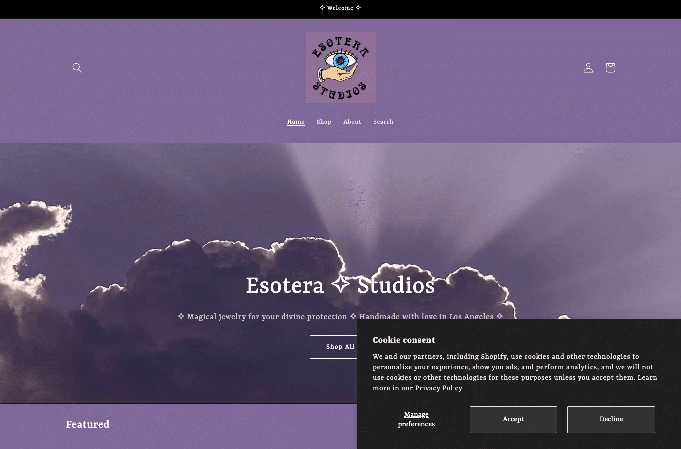 Bildschirmaufnahme von esoterastudios.com