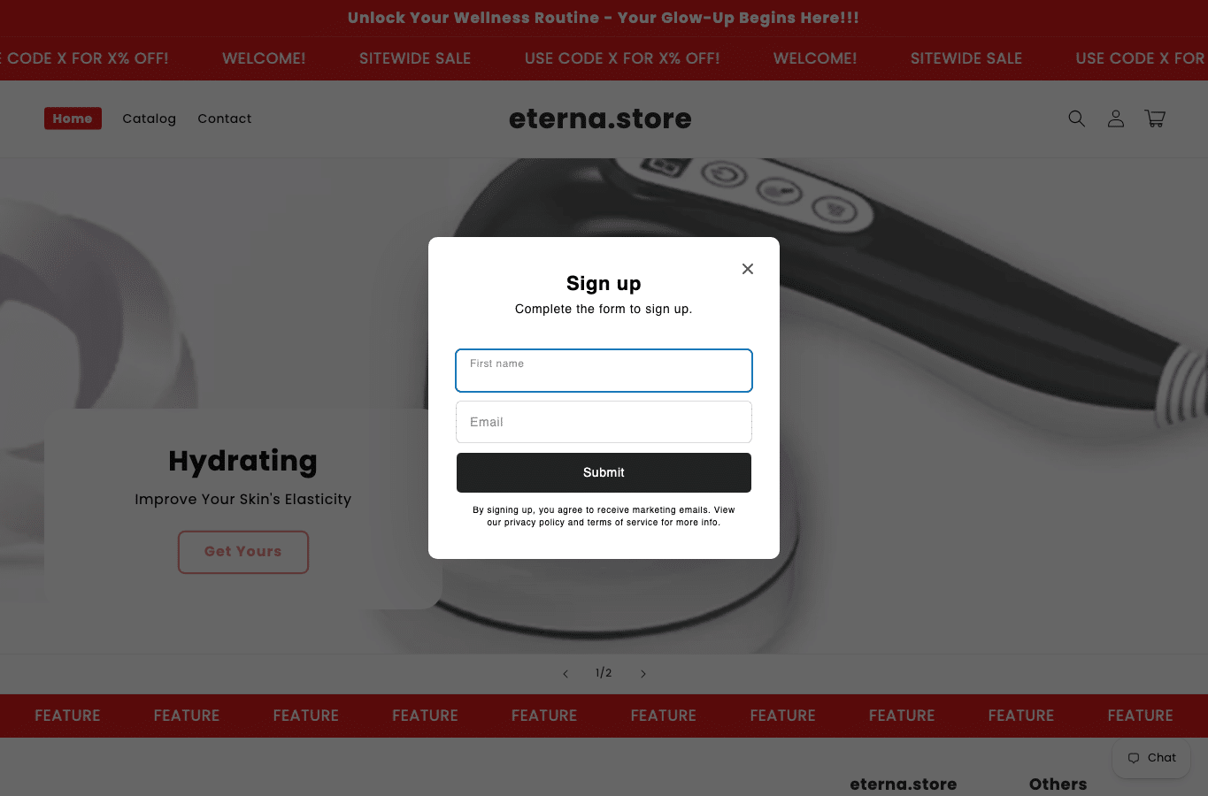 Bildschirmaufnahme von eterna.store