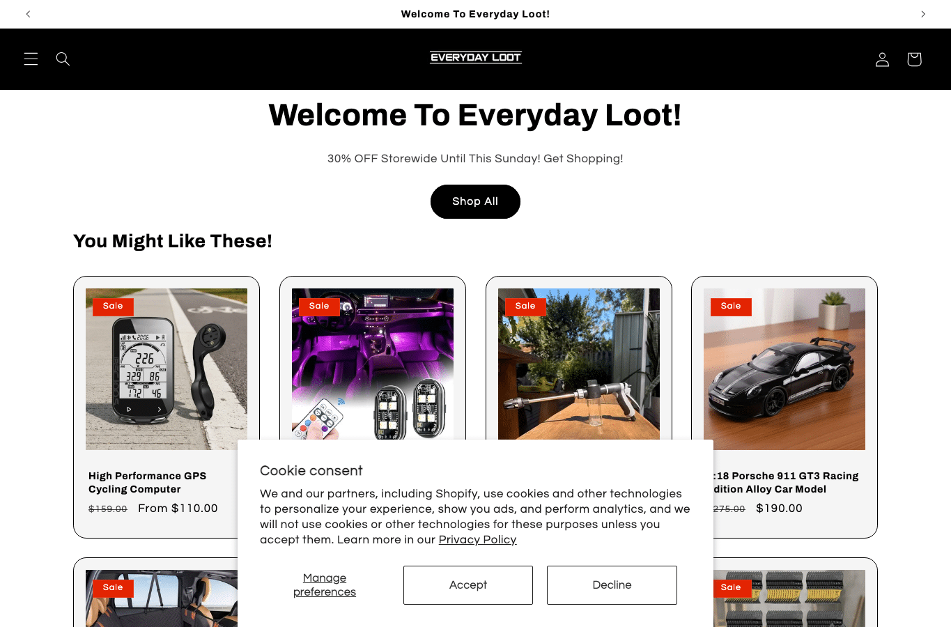Bildschirmaufnahme von everydayloot.com
