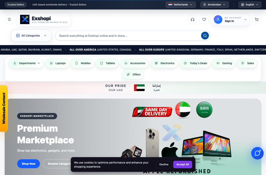 Bildschirmaufnahme von exshopi.com