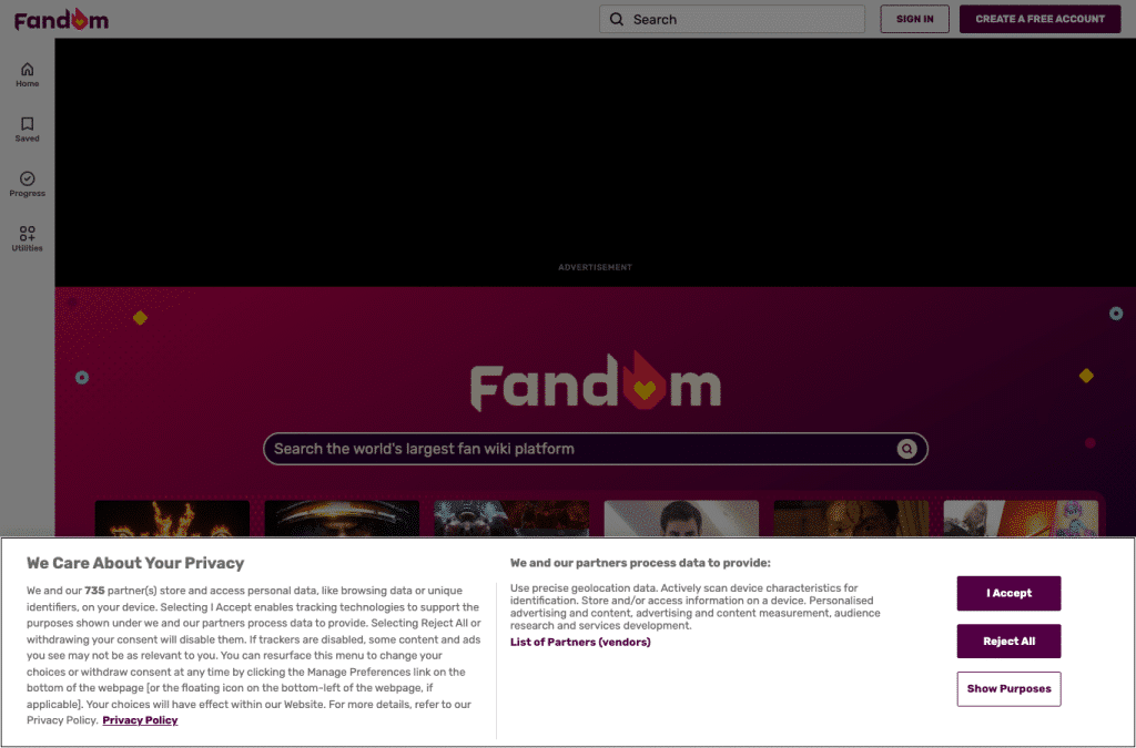 Bildschirmaufnahme von fandom.com