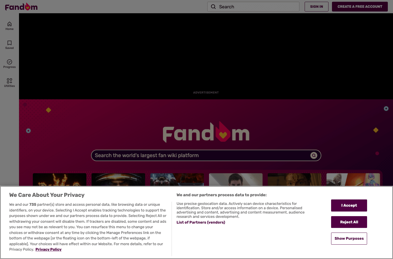 Bildschirmaufnahme von fandom.com