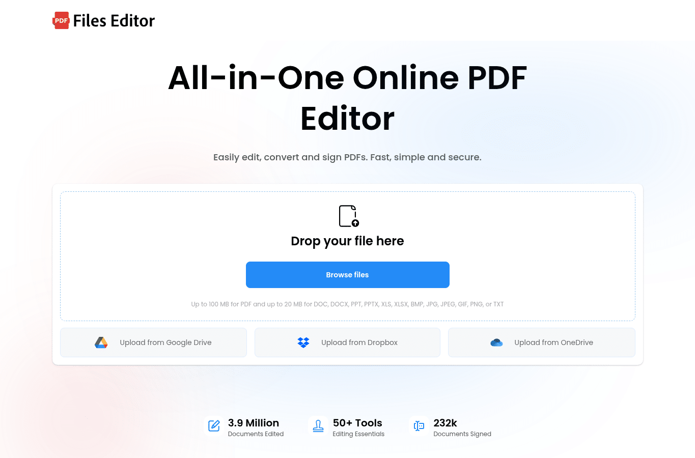 Bildschirmaufnahme von files-editor.com
