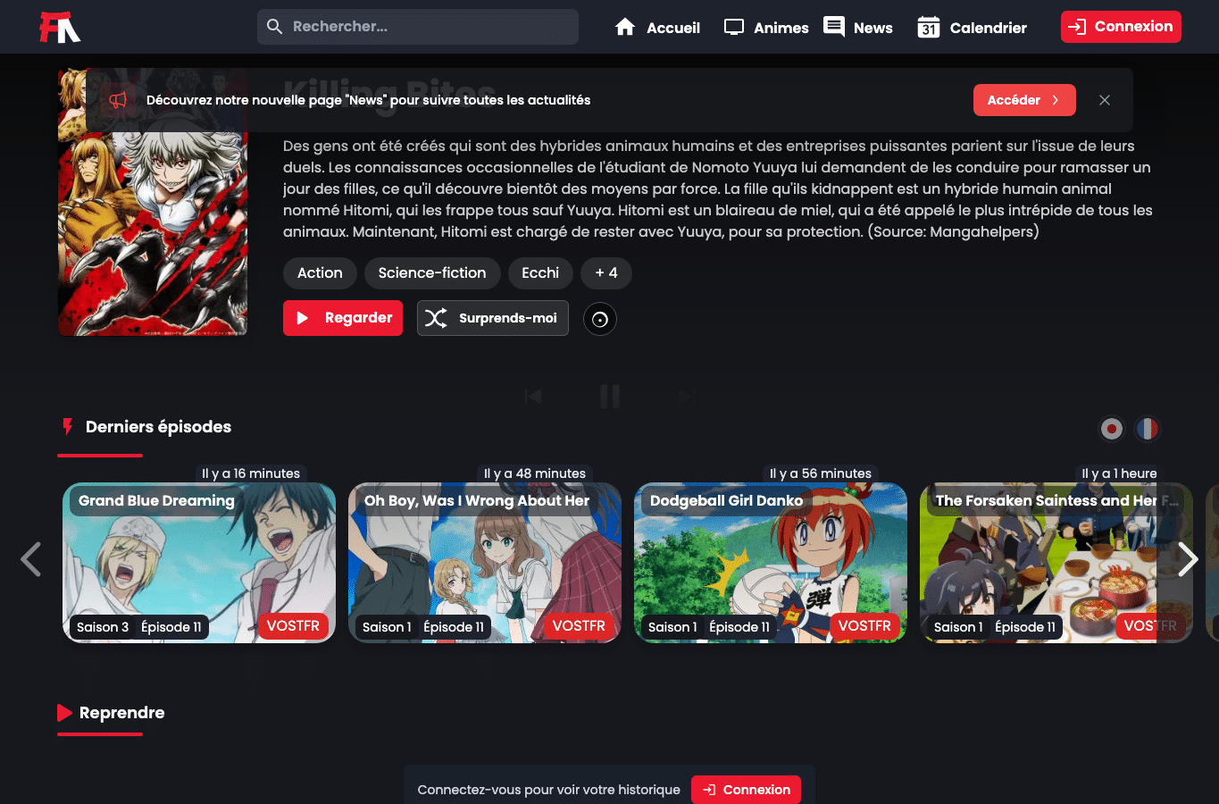 Bildschirmaufnahme von franime.fr