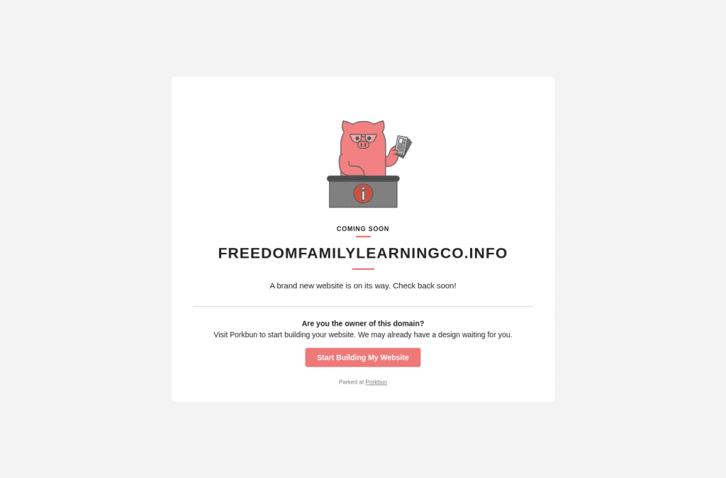 Bildschirmaufnahme von freedomfamilylearningco.info