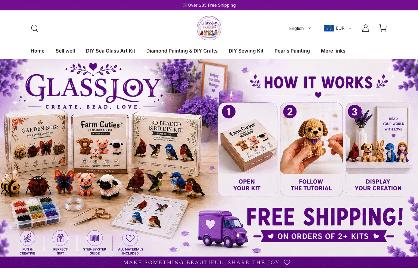Bildschirmaufnahme von glassjoy.shop
