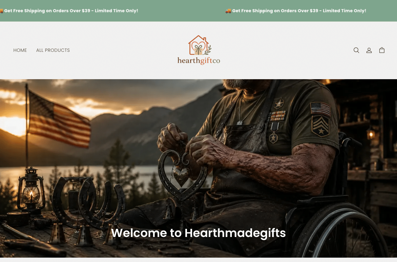 Bildschirmaufnahme von hearthgiftco.com