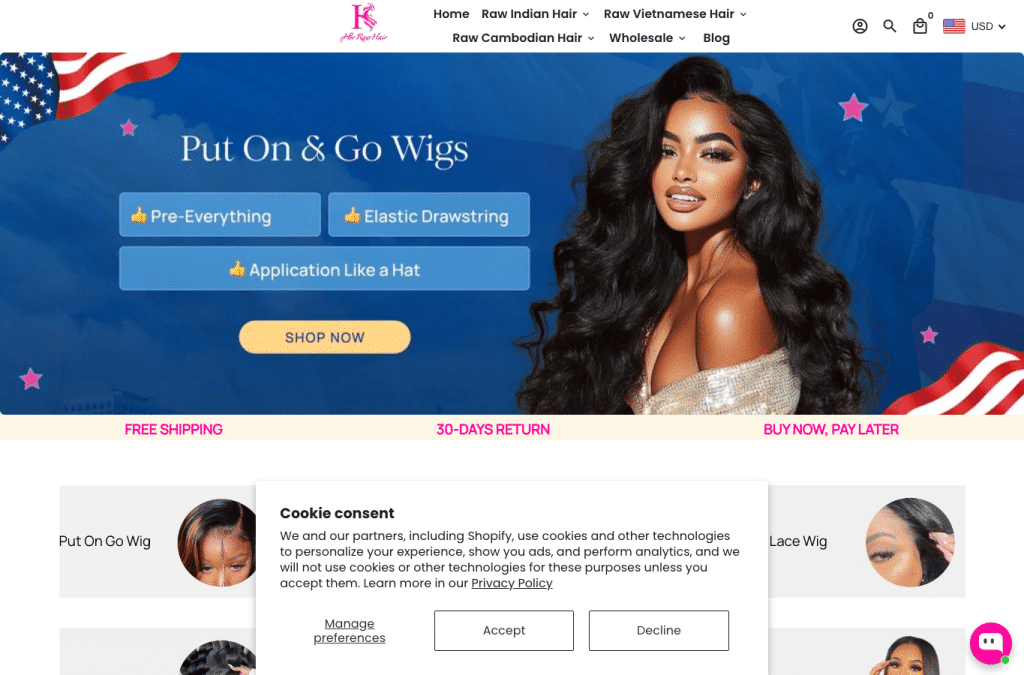 Bildschirmaufnahme von herrawhair.com